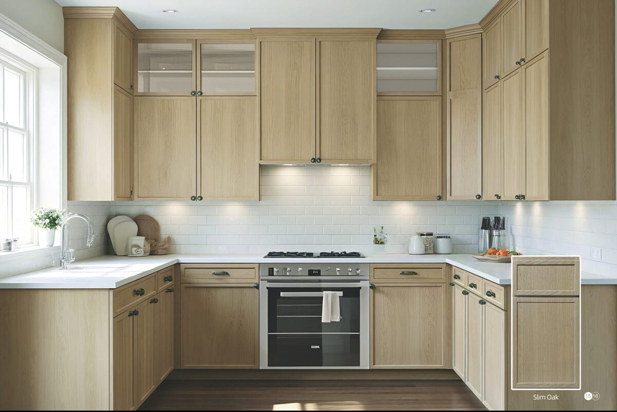 Slim Oak Shaker Kitchen Cabinet